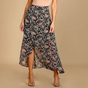 BRAND NEW Lulus floral high low maxi skirt